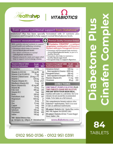 Diabetone Plus - Cinafen Complex - 84 Tablets