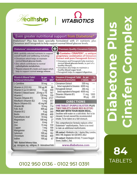 Diabetone Plus - Cinafen Complex - 84 Tablets