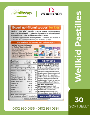 Wellkid Pastilles - 30 Soft Jelly Orange Flavour