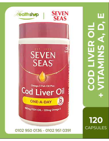 Seven Seas Pure Cod Liver Oil - OMEGA-3 with Vitamins A, D and E-120 Capsules