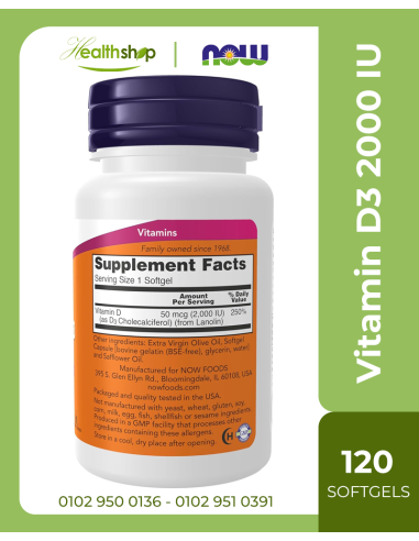 Vitamin D3 2000 IU - 120 Softgels