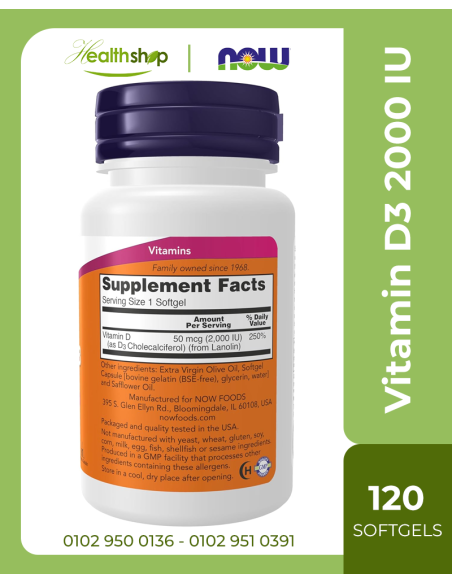 Vitamin D3 2000 IU - 120 Softgels