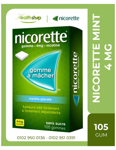 Nicorette fresh mint , 4mg 105 gum | Nicorette | Quit smoking  |