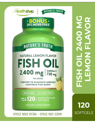 Fish Oil 2,400 mg 720 mg Omega-3 Natural Lemon Flavor - 120 Quick Release Softgels