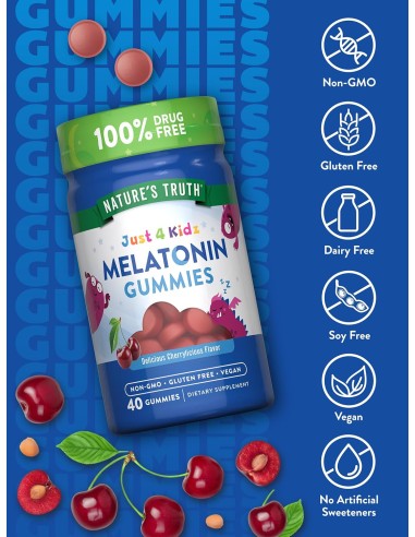 الميلاتونين للأطفال 1 مجم - 40 قطعة قابلة للمضع...
