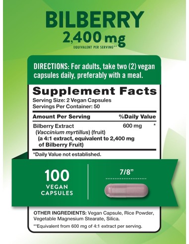 Bilberry Extract 2400mg - 100 Capsules