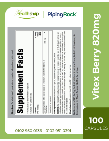 Vitex Chasteberry 820mg - 100 Capsules