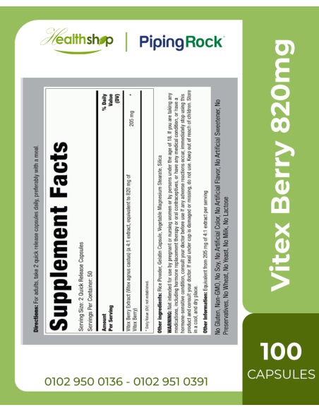 Vitex Chasteberry 820mg - 100 Capsules