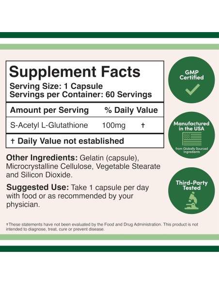 S-Acetyl L-Glutathione 100mg - 60 Capsules