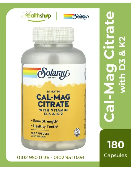 Cal-Mag Citrate 2-1 Ratio with D3 & K2 - 180 Capsules