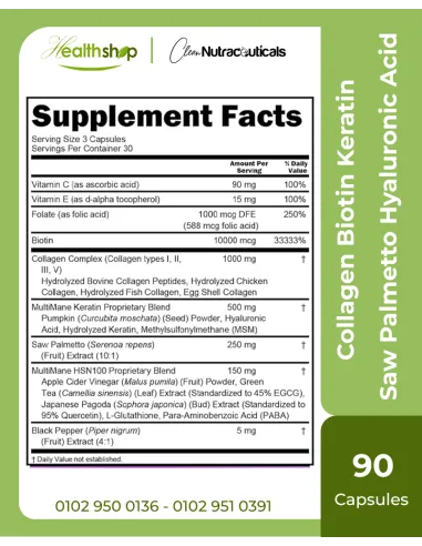 Collagen Biotin Keratin Saw Palmetto Hyaluronic...