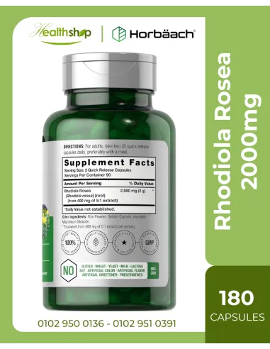 Rhodiola Rosea 2000mg - 180 Capsules