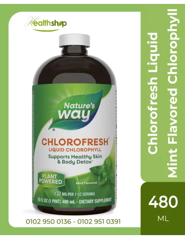 كلوروفريش كلوروفيل سائل بنكهة النعناع - 480 مل