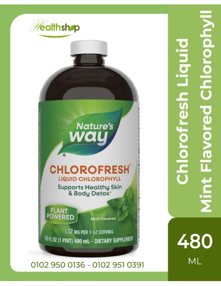 كلوروفريش كلوروفيل سائل بنكهة النعناع - 480 مل