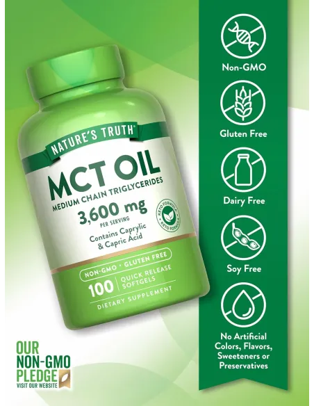 زيت MCT 3600 ملغ - 100 كبسولة هلامية