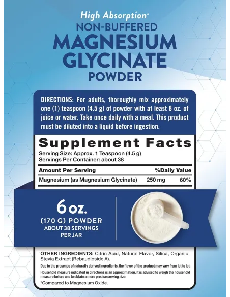 Magnesium Glycinate Powder Lemon Flavor - 170 G