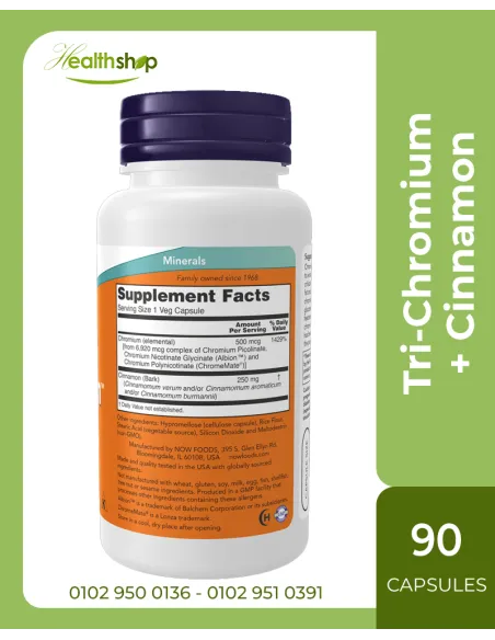 Tri-Chromium 500mcg with Cinnamon - 90 Veg Capsules
