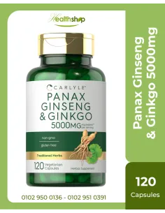 Panax Ginseng & Ginkgo 5000mg - 120 Vegetarian Capsules