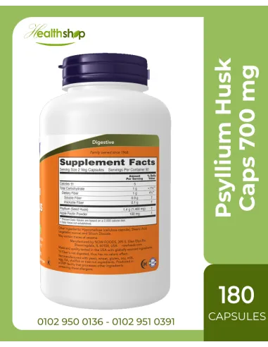 Psyllium Husk Caps 700 mg - 180 Veg Capsules