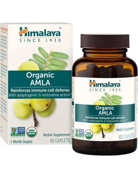Himalaya Organic Amla, Immune Support Supplement 600 mg - 60 Caplets ( Best Before 12-2026 )