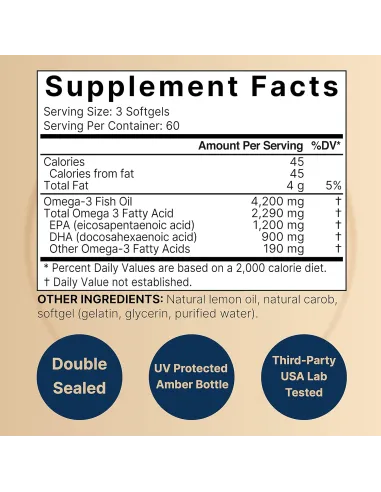 Omega 3 Fish Oil 4200mg, Highly Purified EPA &...
