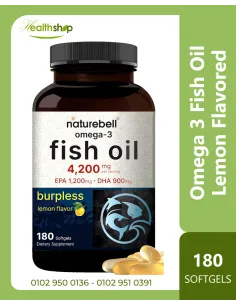 Omega 3 Fish Oil 4200mg, Highly Purified EPA & DHA, Lemon...