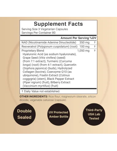 NAD+ Complex 1500mg,11 IN 1 - 240 Veggie Capsules