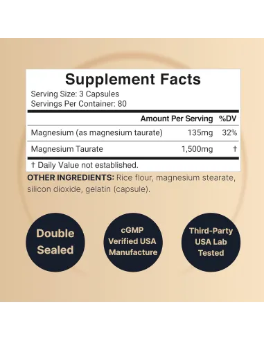 Magnesium Taurate 1500mg, 240 Capsules