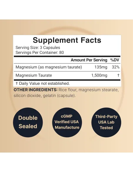 Magnesium Taurate 1500mg, 240 Capsules