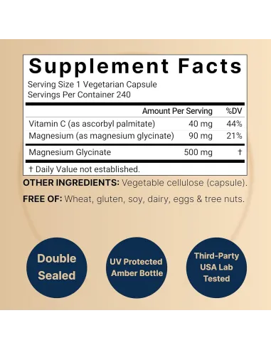 Magnesium Glycinate 500mg - 240 Capsules