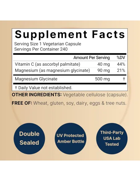 Magnesium Glycinate 500mg - 240 Capsules