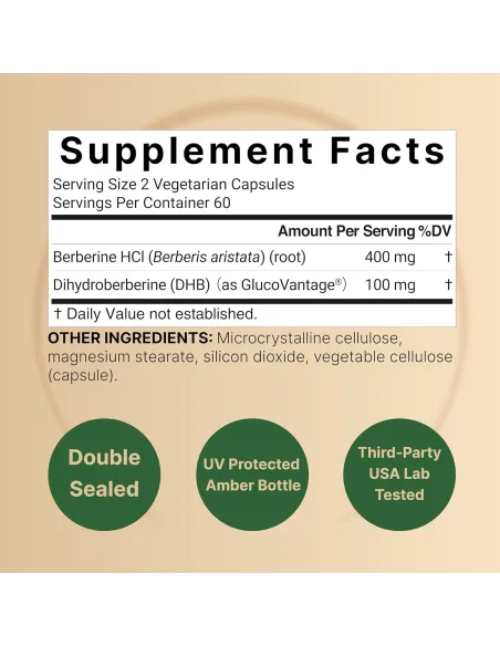 Berberine 2 in 1, Dihydroberberine with Berberine HCl 500mg, 120 Veggie Capsules