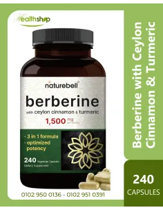 Berberine 1500mg with Ceylon Cinnamon & Turmeric Root,...