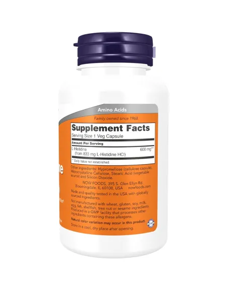 L-Histidine 600 mg, 60 Veg Capsules