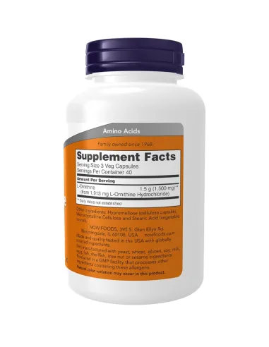 L-Ornithine 500 mg, 120 Veg Capsules