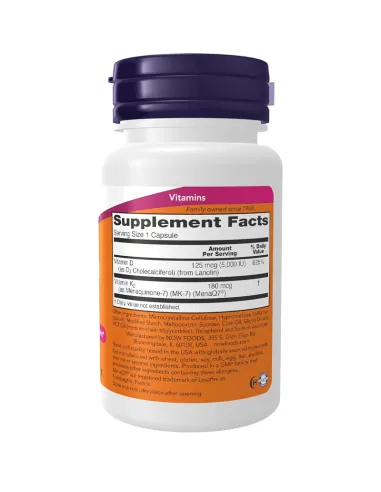 Mega D3 & K2 MK-7, 5000 IU - 180 mcg, 60 Veg...