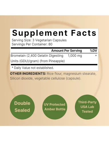 Bromelain 1000mg Per Serving, 240 Veggie Capsules