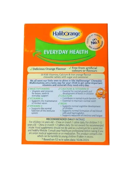 Haliborange Kids Multivitamins Calcium & Iron - 30 Orange Chewables Tablets