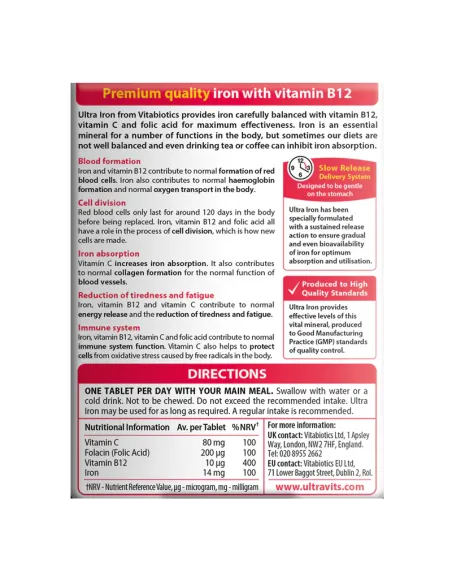 Ultra Iron with B12, Folic Acid & Vitamin C - 30 Tablets