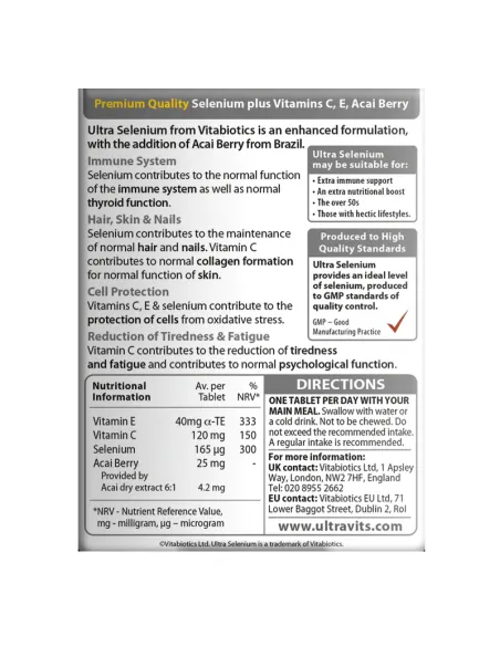 Ultra Selenium with Vitamins C,E & Acai Berry - 30 Tablets