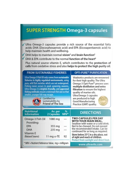 Ultra Omega-3 High Purity Fish Oil, 60 Capsules