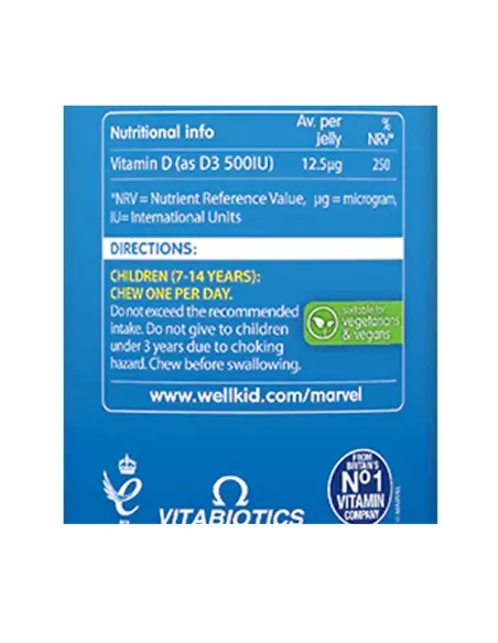Wellkid Marvel Vitamin D - 50 Vegan Gummies