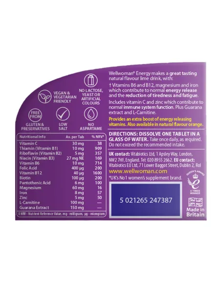 Wellwoman Energy Lime Flavour - 10 Effervescent Tablets