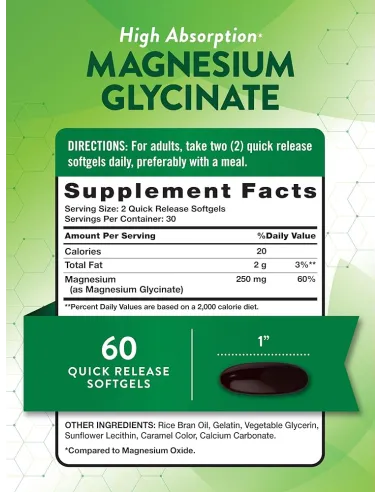 Magnesium Glycinate, High Absorption 250mg - 60...