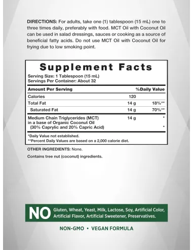 MCT Oil with Coconut Oil Liquid - 16oz (473ml)