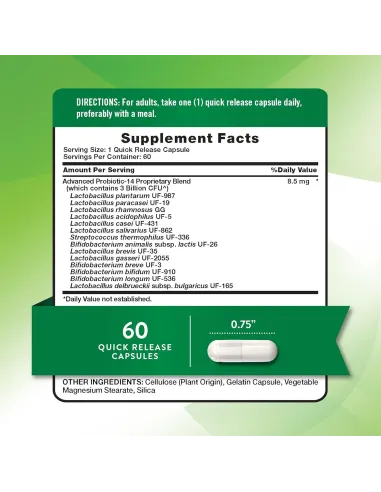 Probiotic-14, 3 Billion CFU - 60 Capsules