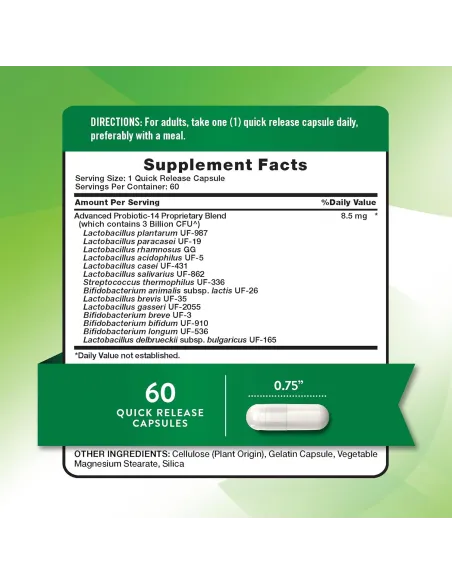 Probiotic-14, 3 Billion CFU - 60 Capsules