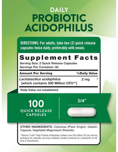 Probiotics Acidophilus 500 Million CFU - 100...