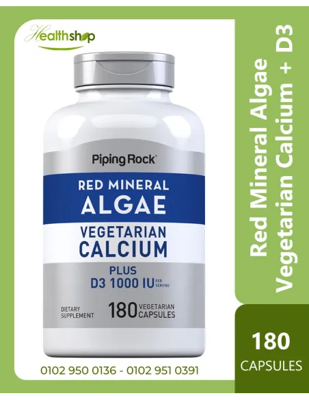 Red Mineral Algae, Vegetarian Calcium Plus D3 1000 IU - 180 Capsules