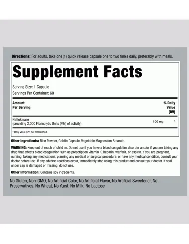 Nattokinase100 mg - 60 Quick Release Capsules